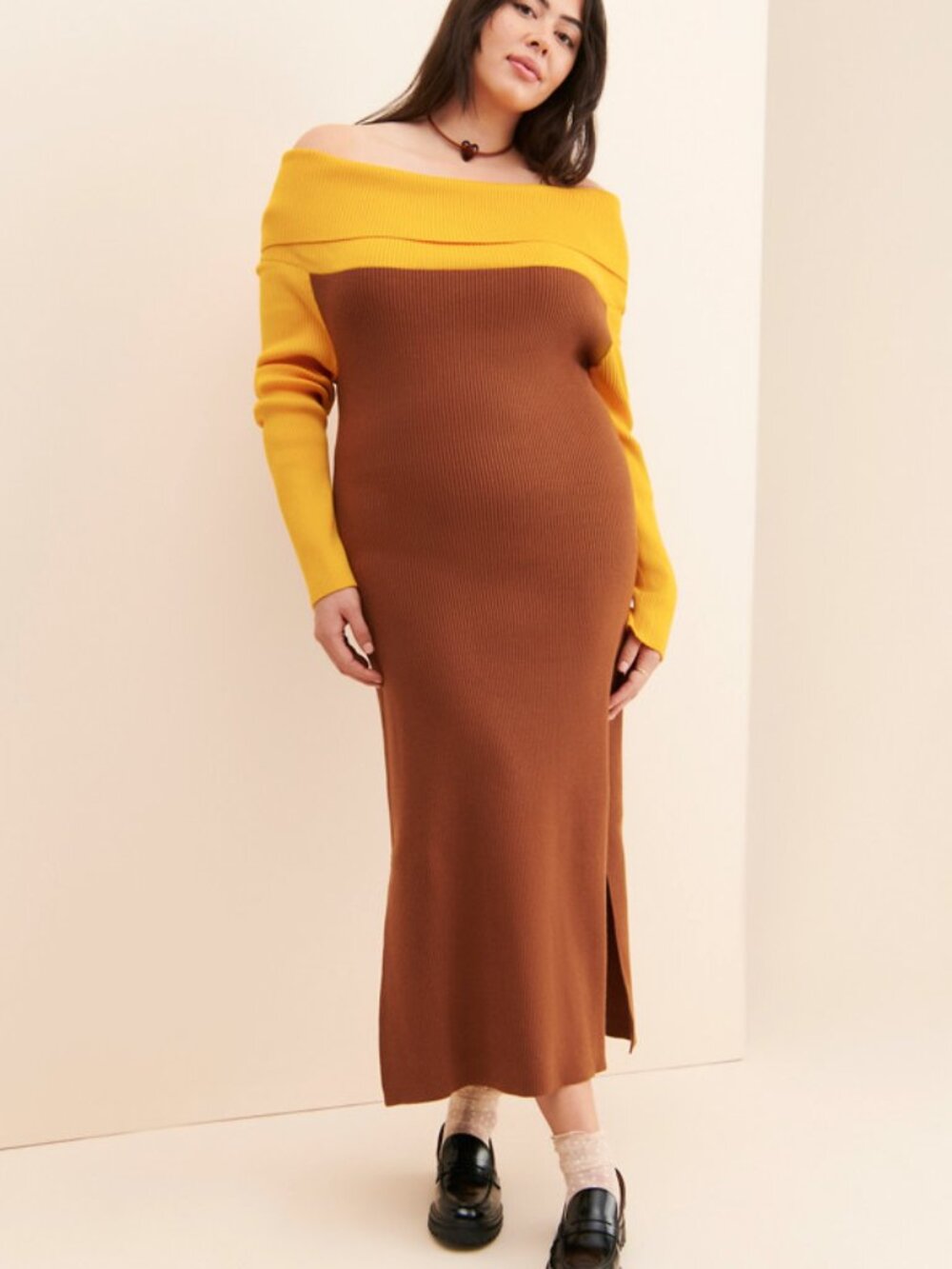 NWT Callahan Marie Off Shoulder Long Sleeve Knit Maxi Dress 2X Plus Size Elegant